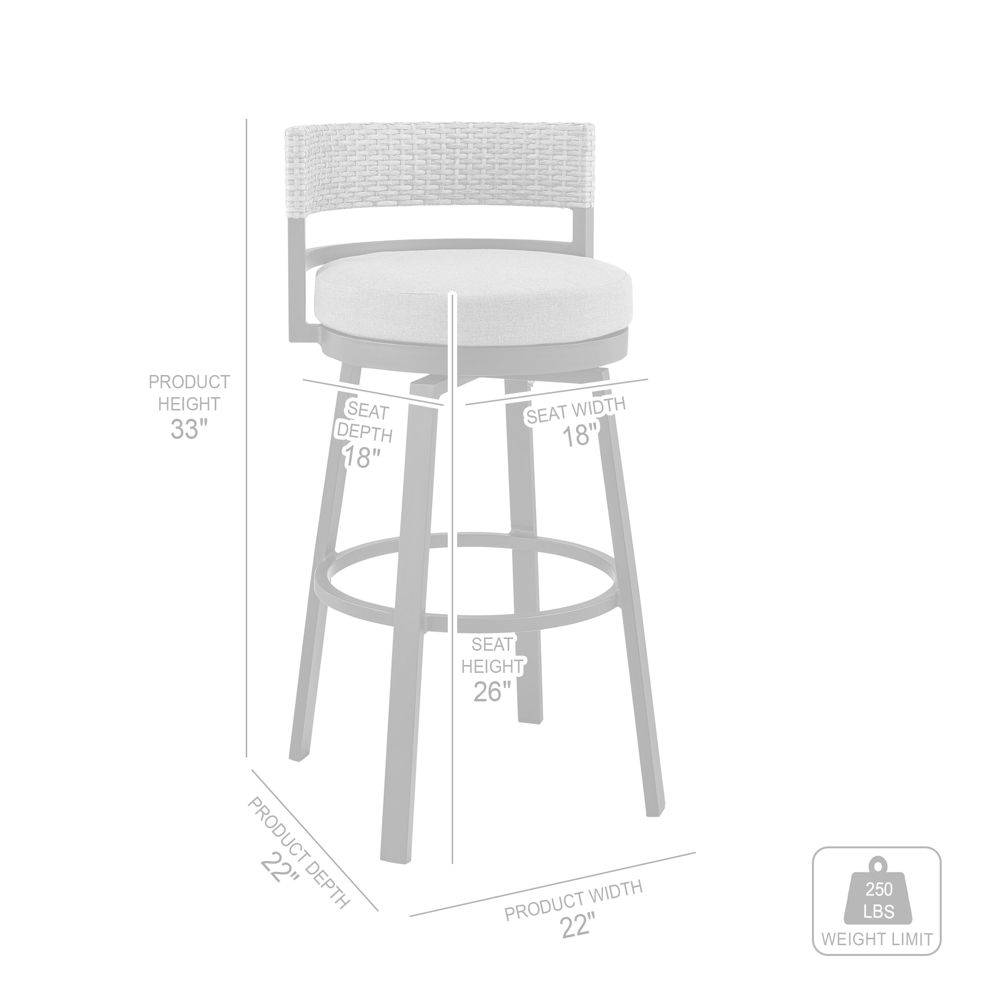 Bar stool seat discount depth