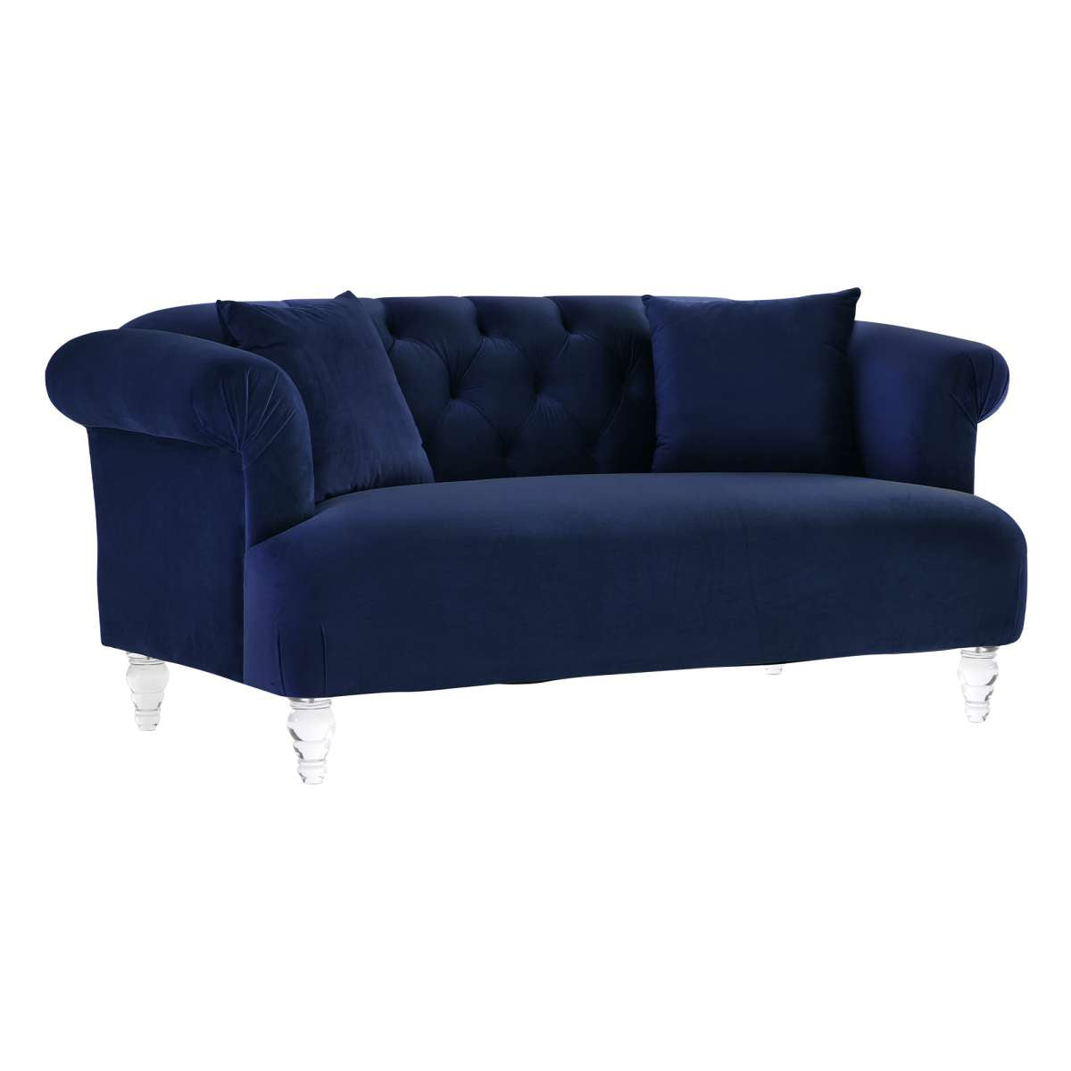 Elegance Contemporary Loveseat in Blue Velvet with Acrylic Legs By Armen Living | Loveseats | Modishstore - 3