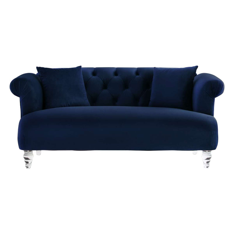 Elegance Contemporary Loveseat in Blue Velvet with Acrylic Legs By Armen Living | Loveseats | Modishstore - 2