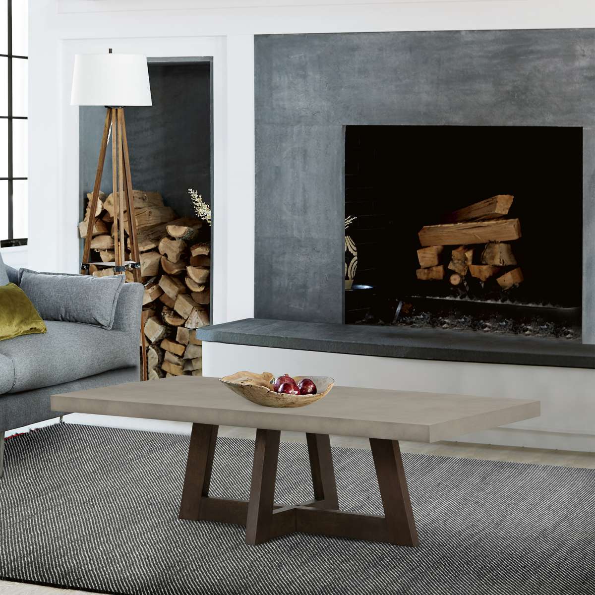 Elodie Gray Concrete and Dark Gray Oak Rectangle Coffee Table By Armen Living | Coffee Tables | Modishstore