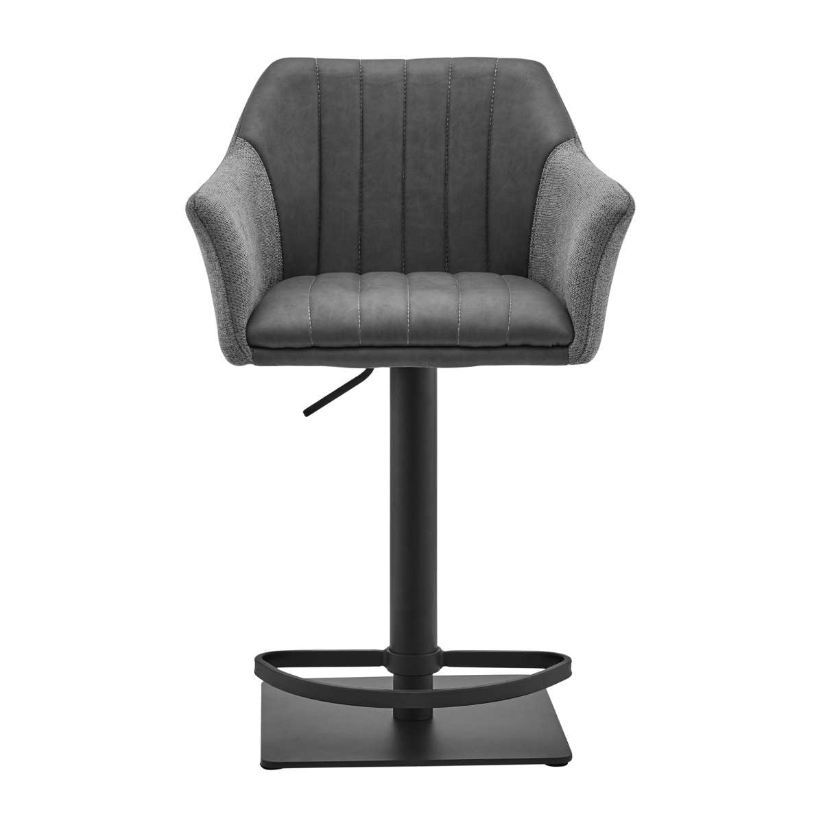 Erin Adjustable Gray Faux Leather and Fabric Metal Swivel Bar Stool By Armen Living | Bar Stools |  Modishstore  - 2