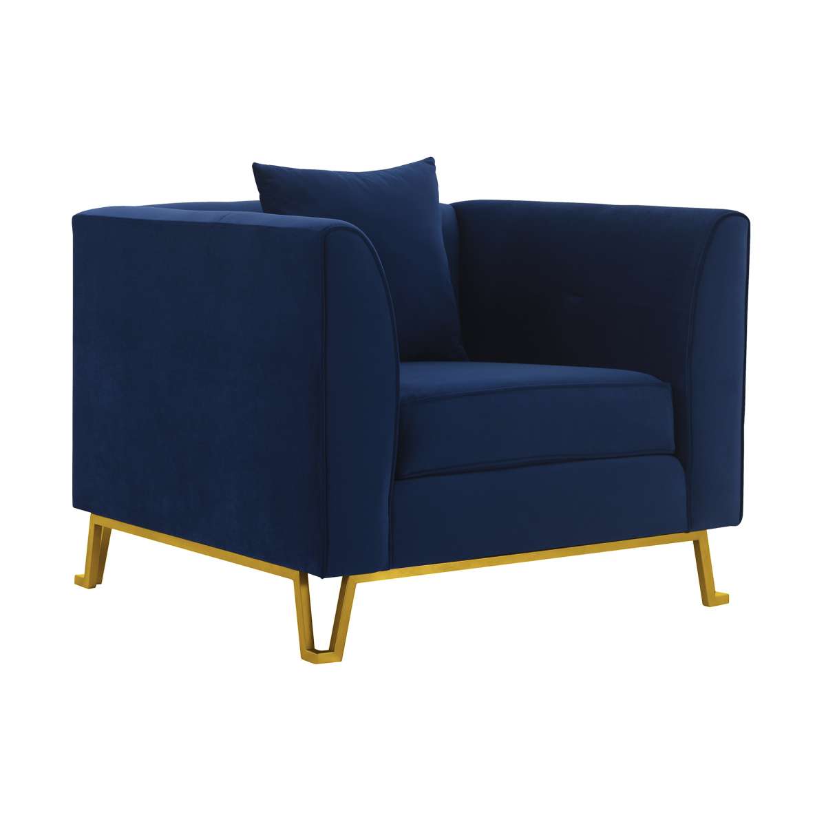 Everest Blue Fabric Upholstered Sofa Accent Chair with Brushed Gold Legs By Armen Living | Sofas |  Modishstore  - 2