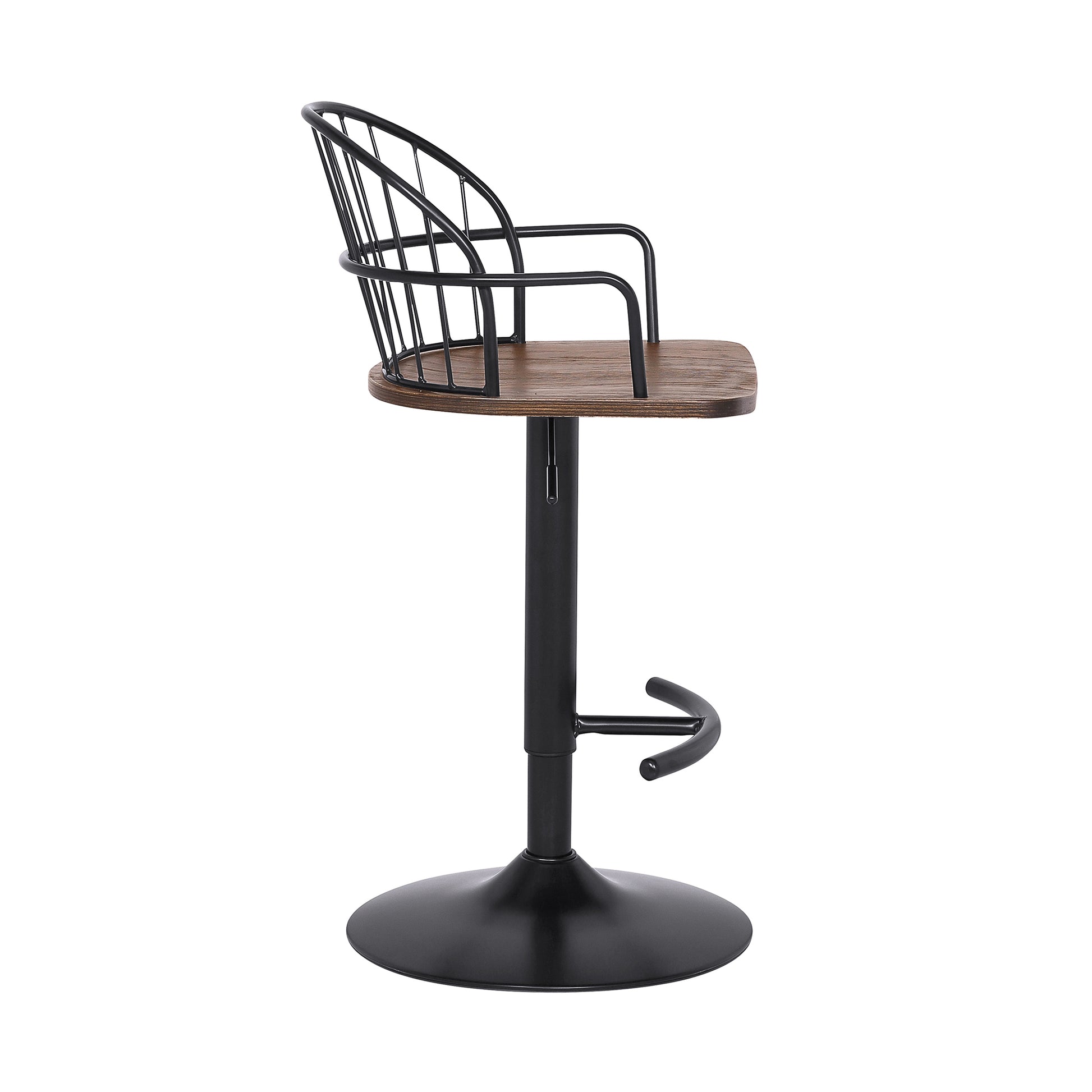 Edward Adjustable Walnut Glazed Barstool in Black Powder Coated Finish By Armen Living | Bar Stools | Modishstore - 4