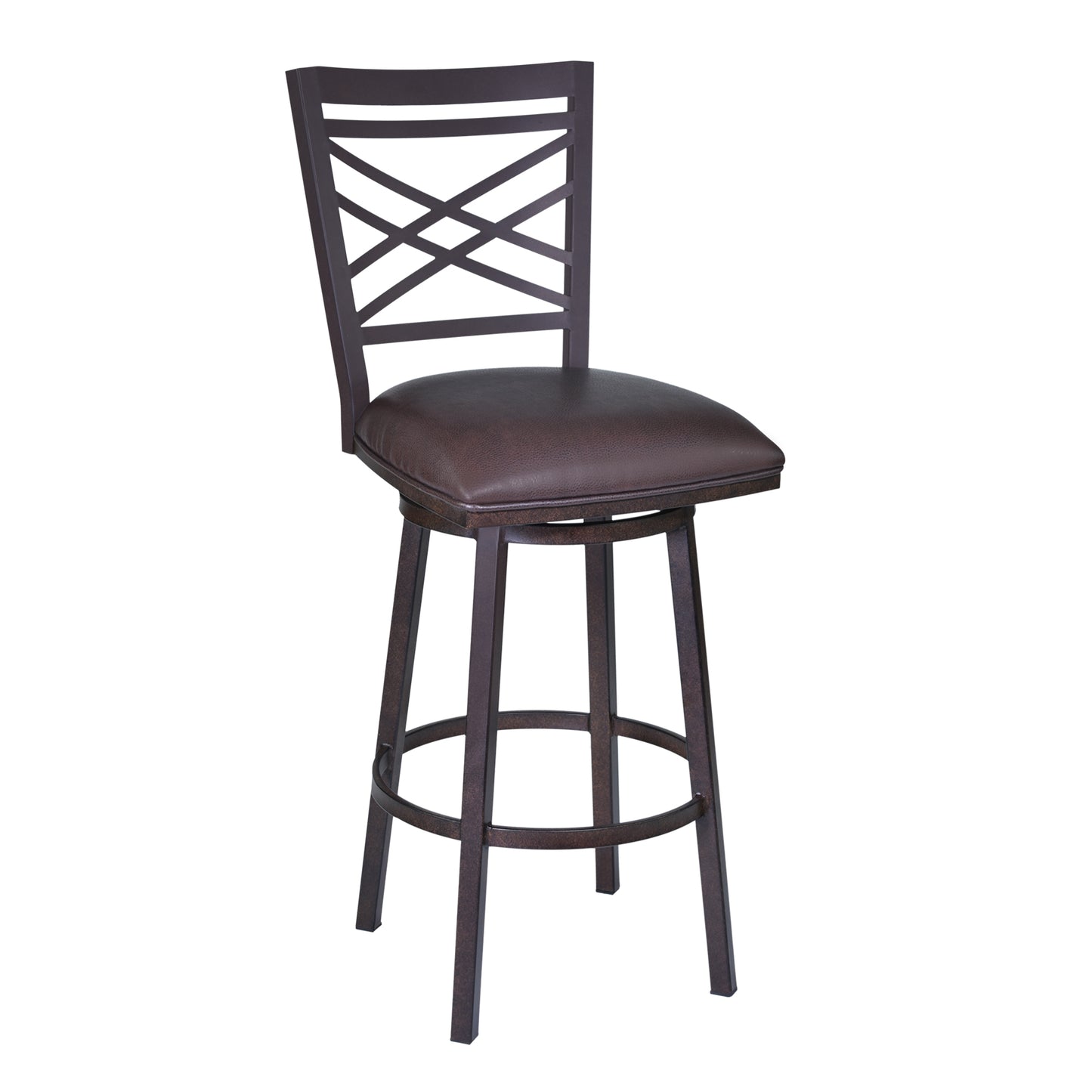 Fargo 26" Barstool in Auburn Bay finish with Brown Pu upholstery By Armen Living | Bar Stools | Modishstore - 2