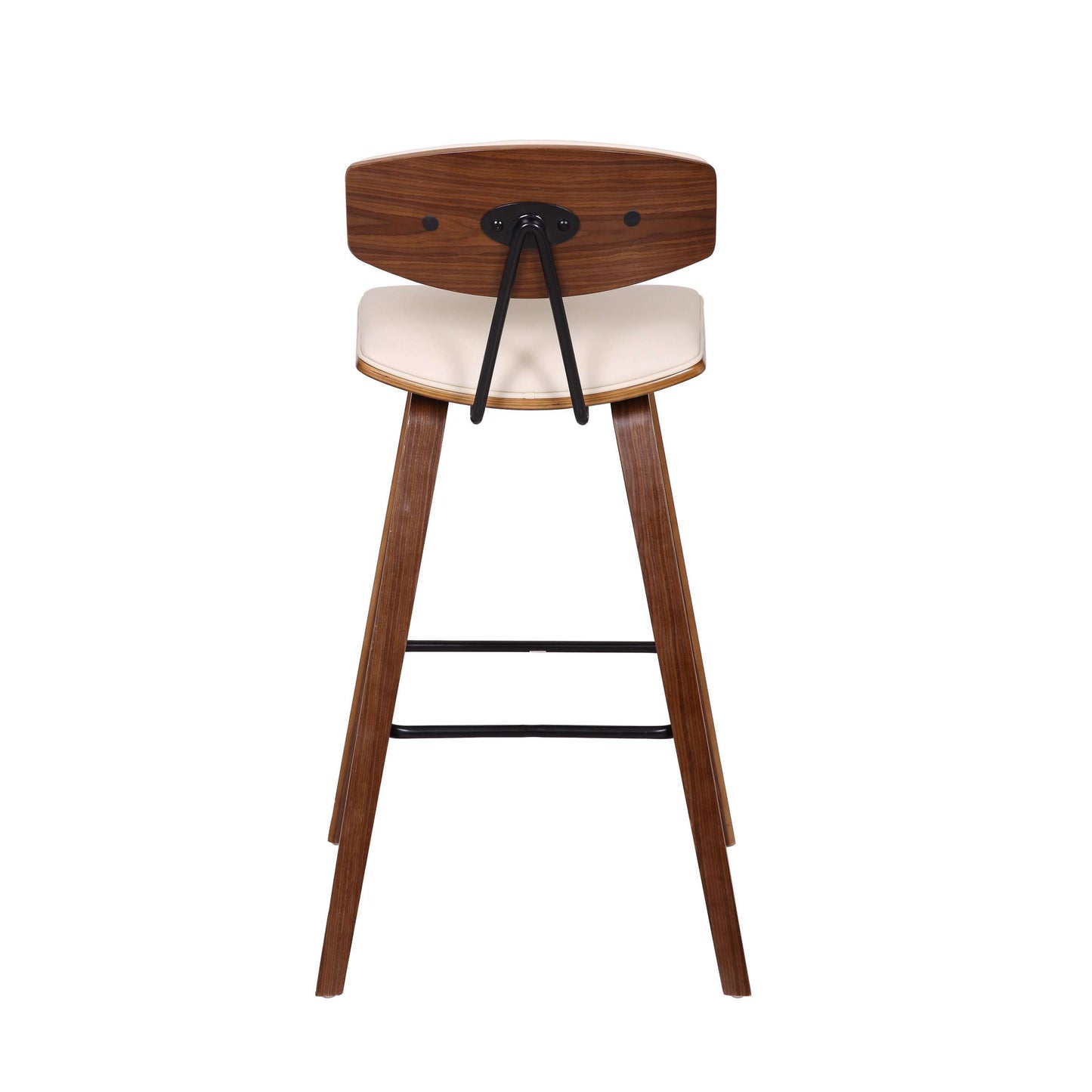 Fox 28.5" Bar Height Cream Faux Leather and Walnut Wood Mid-Century Modern Bar Stool By Armen Living | Bar Stools | Modishstore - 4