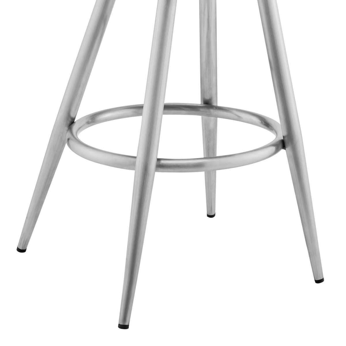 Gabriele 26" Gray Faux Leather and Brushed Stainless Steel Swivel Bar Stool By Armen Living | Bar Stools |  Modishstore  - 7