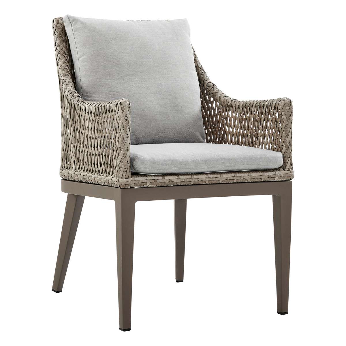 Grenada Outdoor Wicker and Aluminum Gray Dining Chair with Beige Cushions - Set of 2 By Armen Living | Outdoor Chairs |  Modishstore  - 3