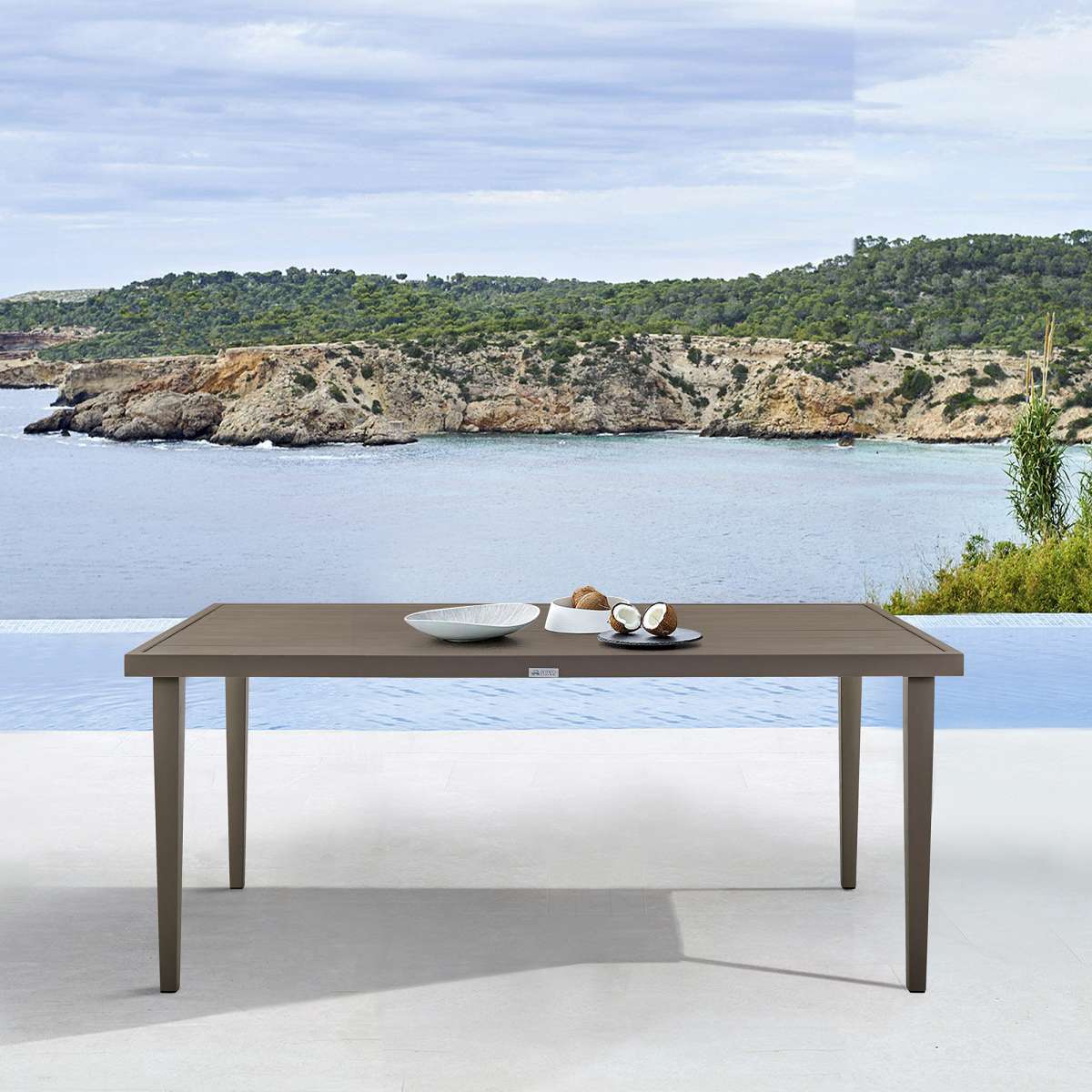 Grenada Outdoor Aluminum Gray Rectangle Dining Table By Armen Living | Outdoor Tables |  Modishstore  - 2