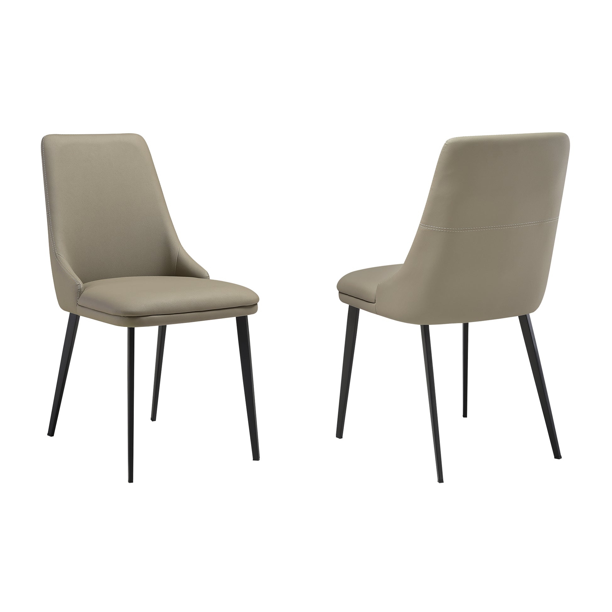 Genesis Upholstered Dining Chair in Taupe Gray Faux Leather with Black Metal Legs - Set of 2 By Armen Living | Dining Chairs | Modishstore - 3