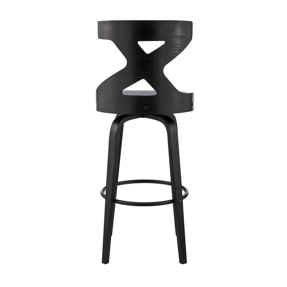 Gayle 26" Swivel Cross Back Grey Faux Leather and Black Wood Bar Stool By Armen Living | Bar Stools | Modishstore - 4