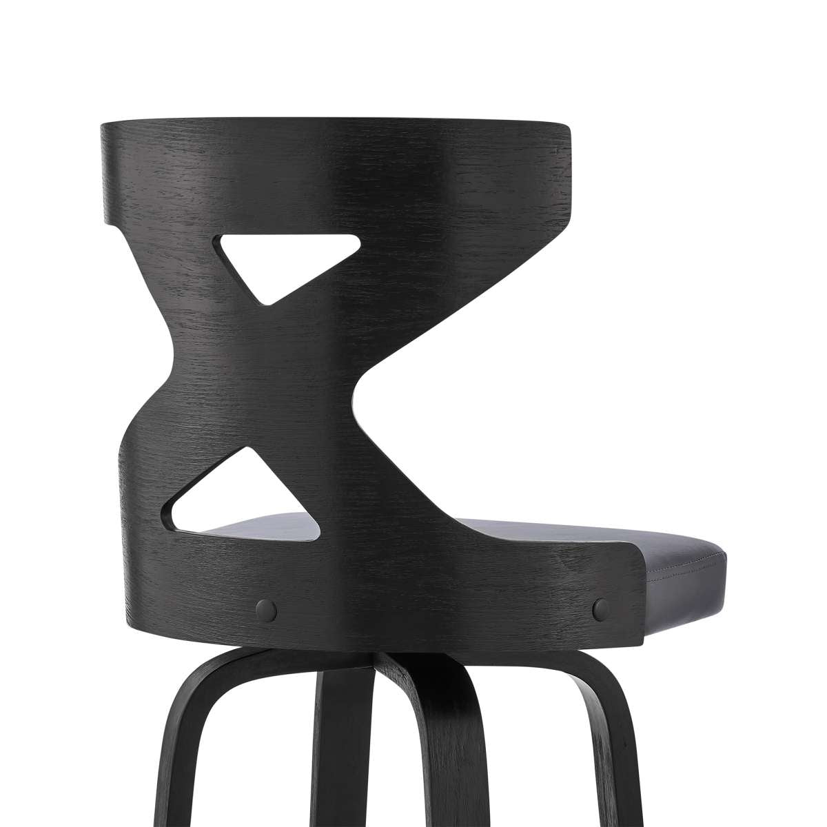 Gayle 26" Swivel Cross Back Grey Faux Leather and Black Wood Bar Stool By Armen Living | Bar Stools | Modishstore - 6