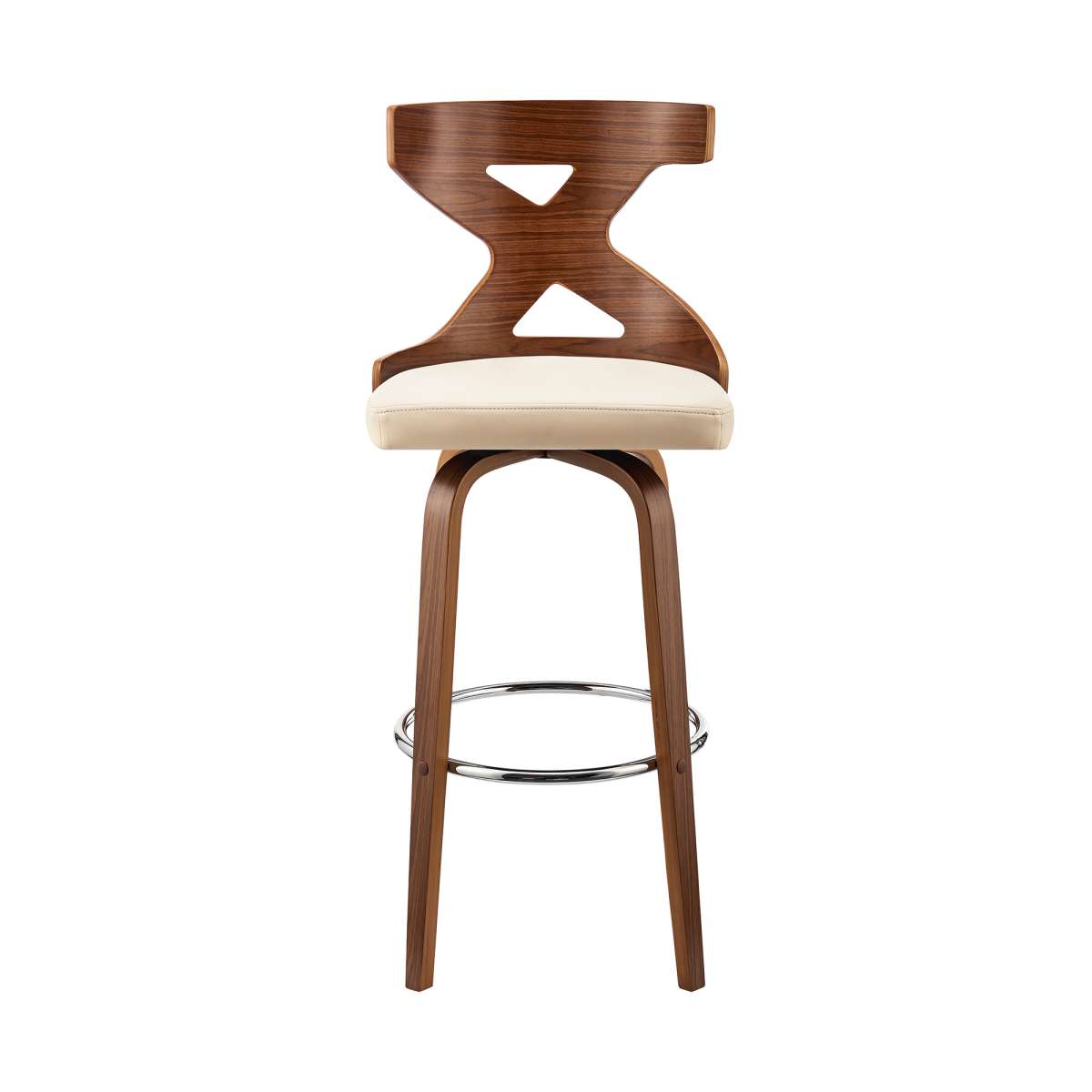 Gayle 26" Swivel Cross Back Cream Faux Leather and Walnut Wood Bar Stool By Armen Living | Bar Stools | Modishstore - 2