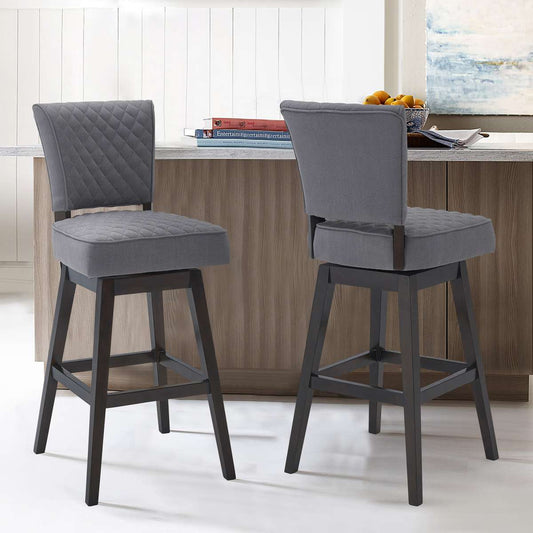 Gia 30" Bar Height Swivel Grey Fabric and Espresso Wood Bar Stool By Armen Living | Bar Stools |  Modishstore 