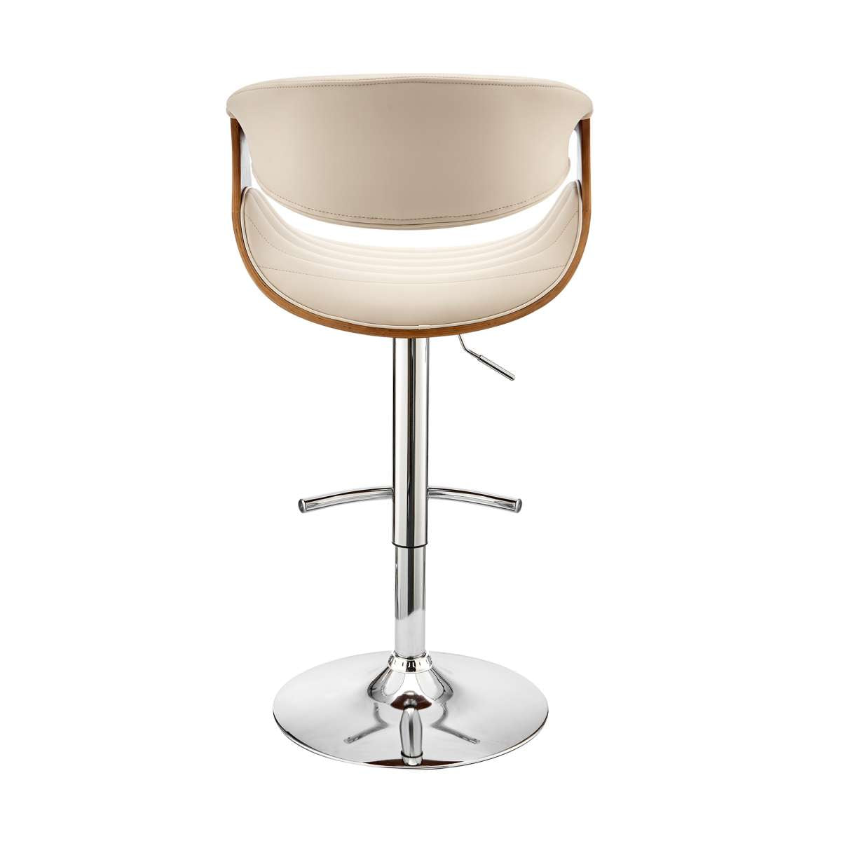 Gionni Adjustable Swivel Cream Faux Leather and Walnut Wood Bar Stool with Chrome Base By Armen Living | Bar Stools | Modishstore - 5