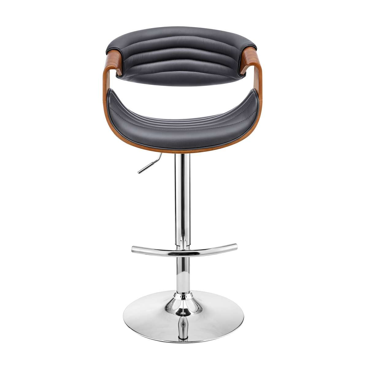 Gionni Adjustable Swivel Cream Faux Leather and Walnut Wood Bar Stool with Chrome Base By Armen Living | Bar Stools | Modishstore - 11