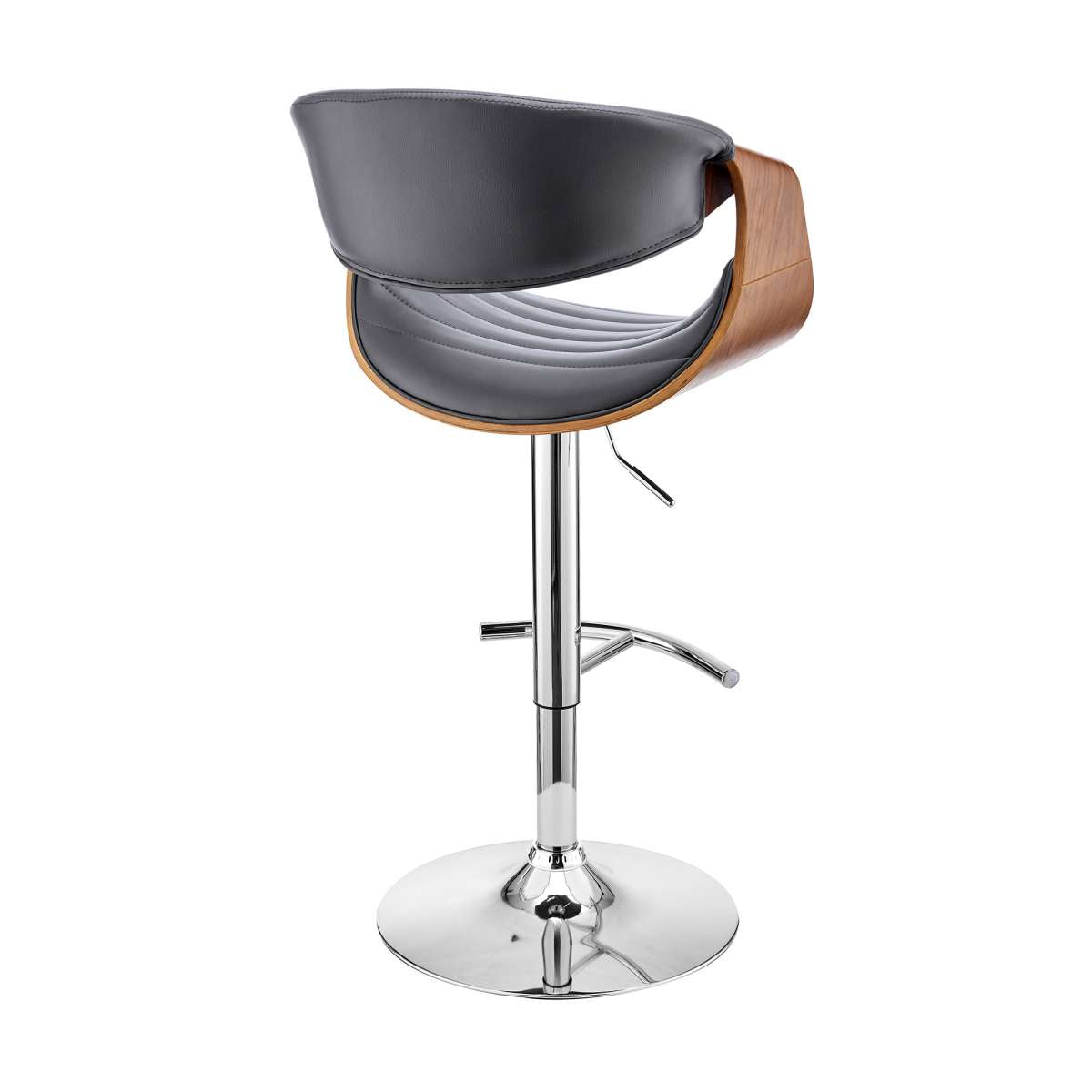 Gionni Adjustable Swivel Cream Faux Leather and Walnut Wood Bar Stool with Chrome Base By Armen Living | Bar Stools | Modishstore - 12