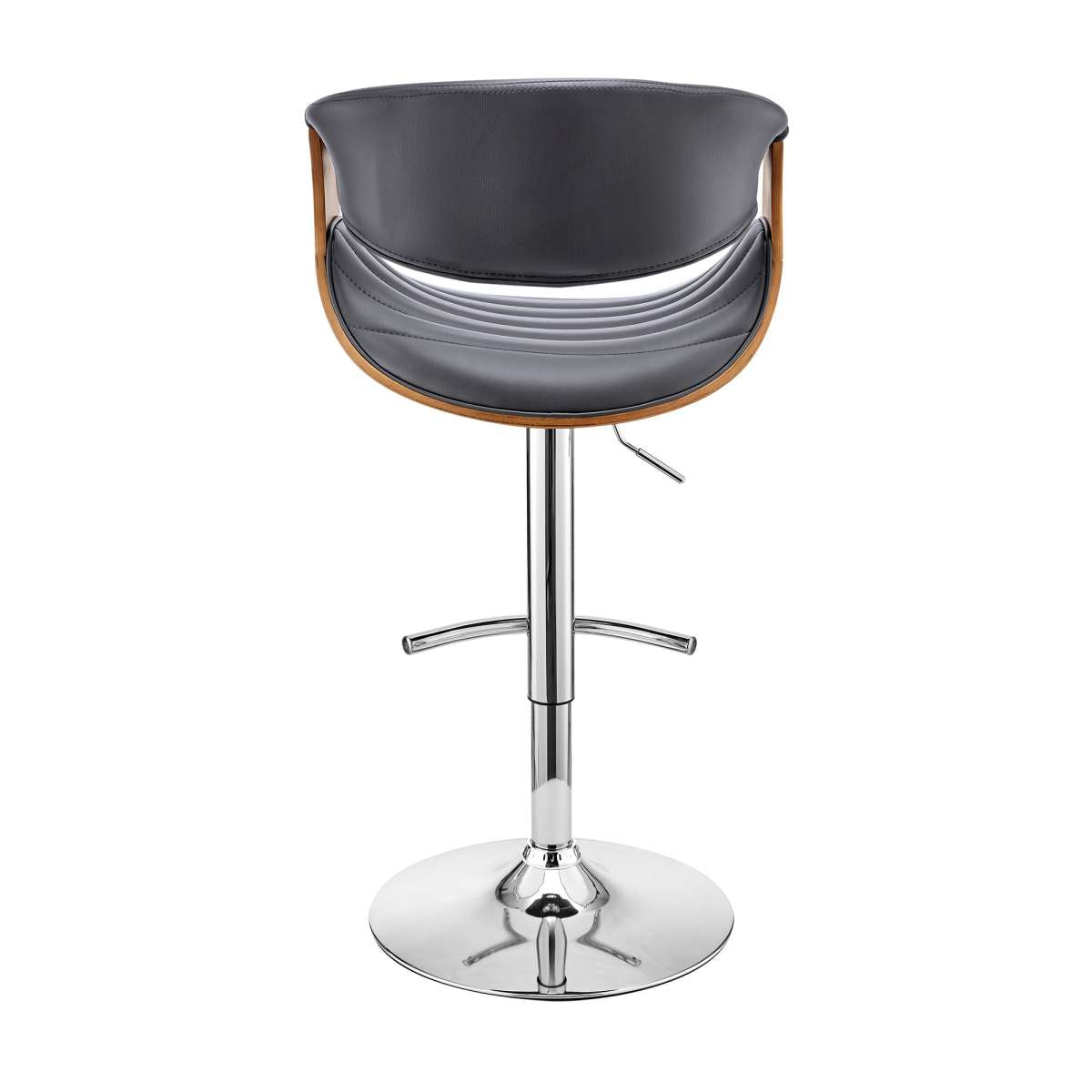 Gionni Adjustable Swivel Cream Faux Leather and Walnut Wood Bar Stool with Chrome Base By Armen Living | Bar Stools | Modishstore - 13