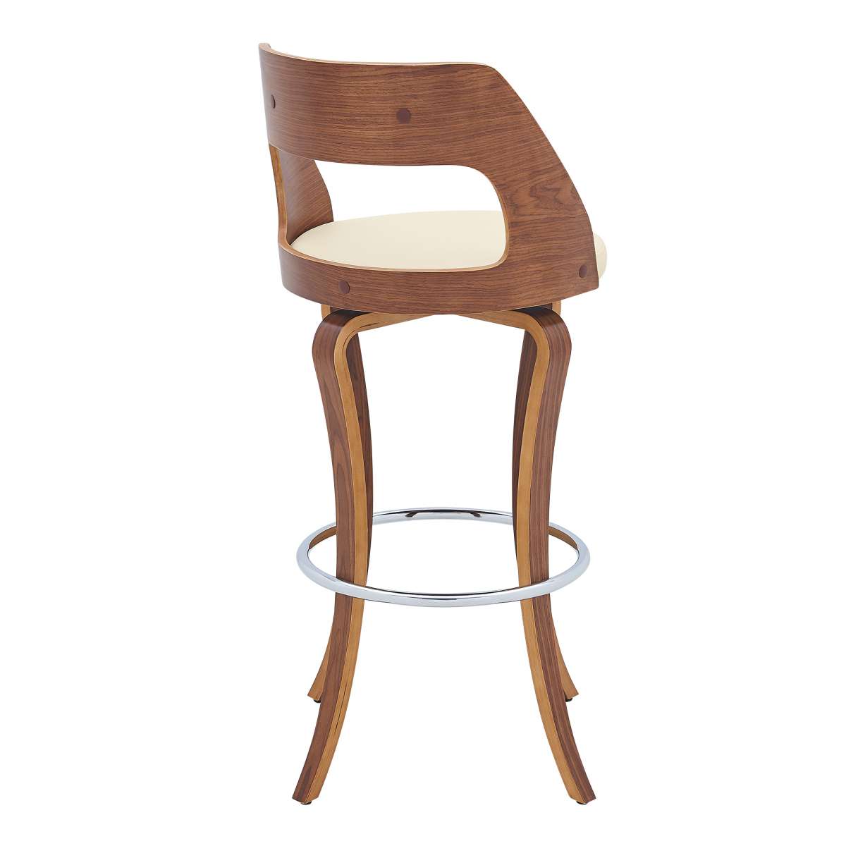 Grady 30" Swivel Cream Faux Leather and Walnut Wood Bar Stool By Armen Living | Bar Stools |  Modishstore  - 5