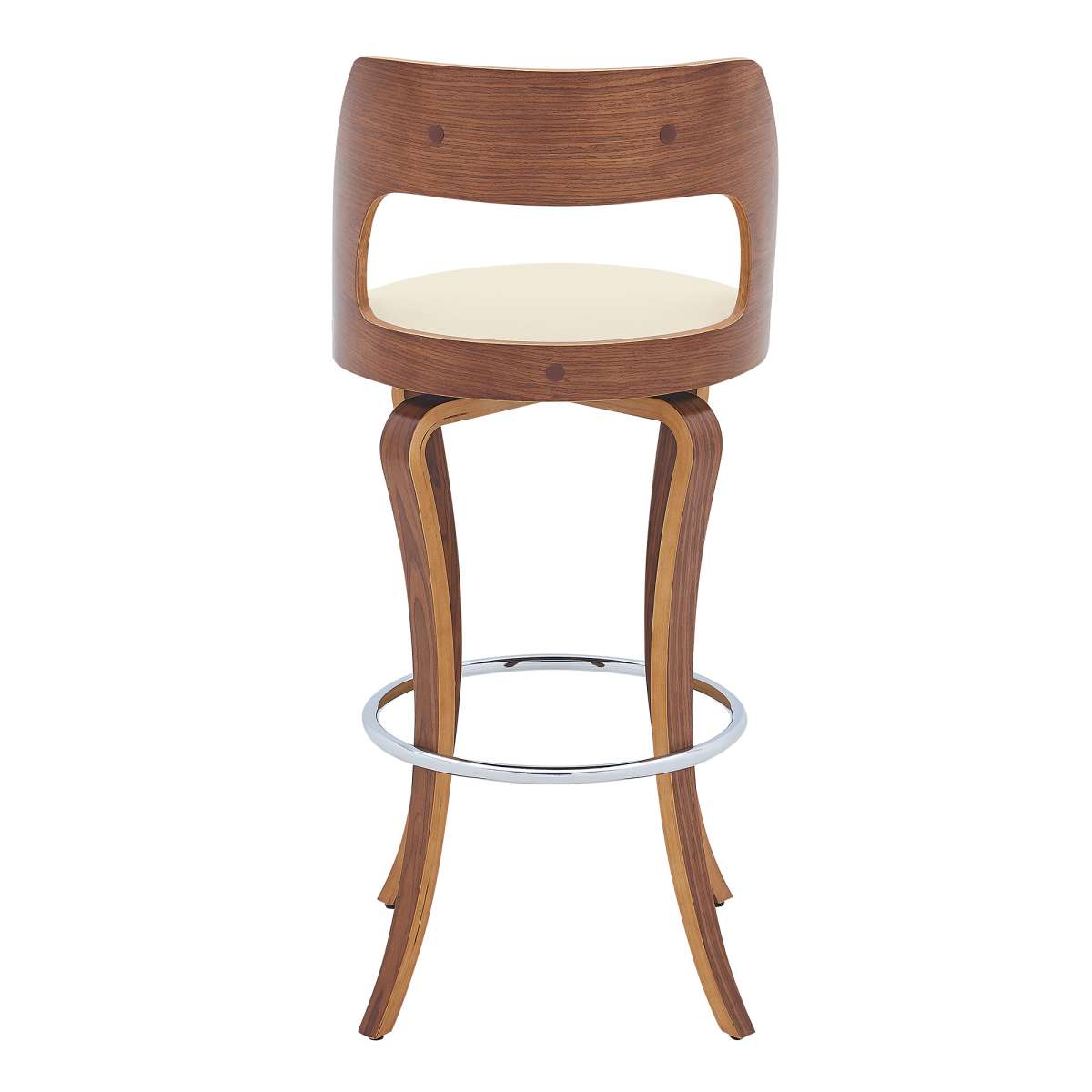 Grady 30" Swivel Cream Faux Leather and Walnut Wood Bar Stool By Armen Living | Bar Stools |  Modishstore  - 6