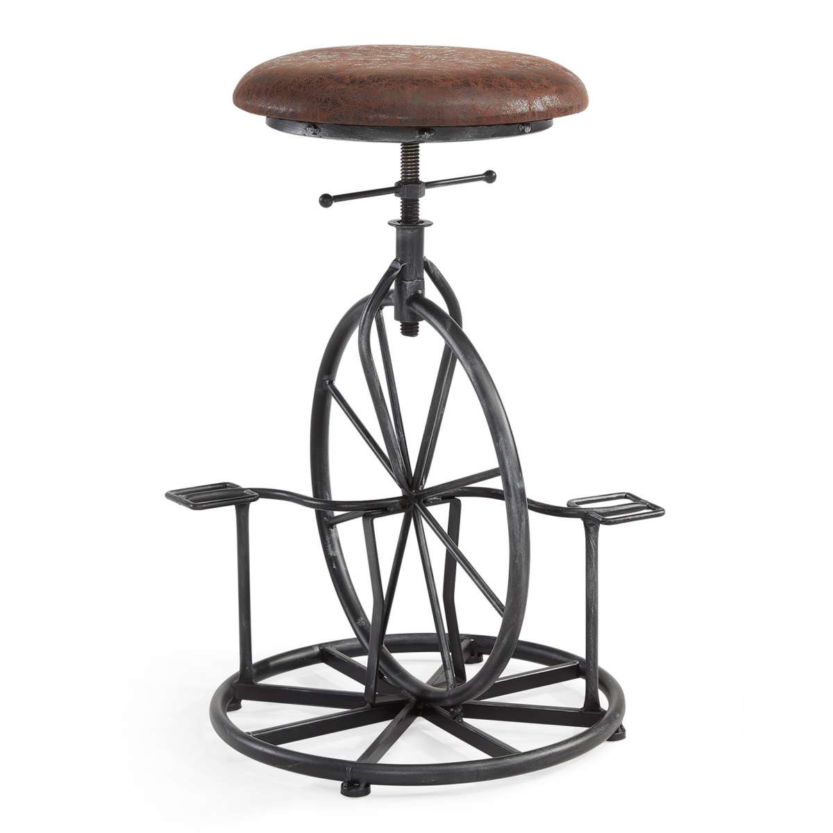 Harlem Adjustable Height Swivel Pine Wood and Metal Bicycle Bar Stool  By Armen Living | Bar Stools | Modishstore - 6