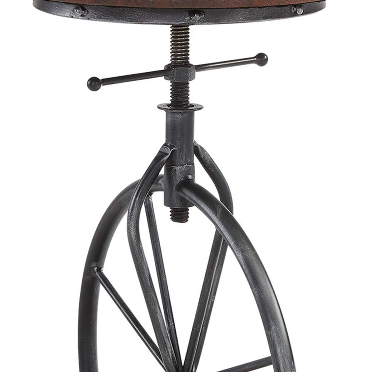 Harlem Adjustable Height Swivel Pine Wood and Metal Bicycle Bar Stool  By Armen Living | Bar Stools | Modishstore - 8