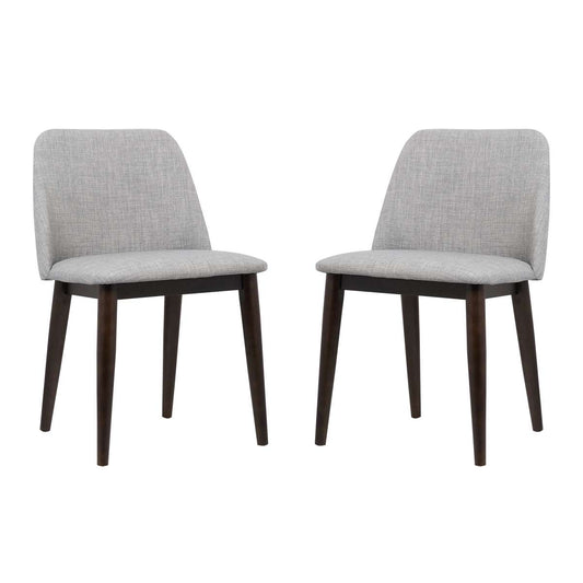 Horizon Contemporary Dining Chair in Light Gray Fabric with Brown Wood Legs - Set of 2 By Armen Living | Dining Chairs | Modishstore