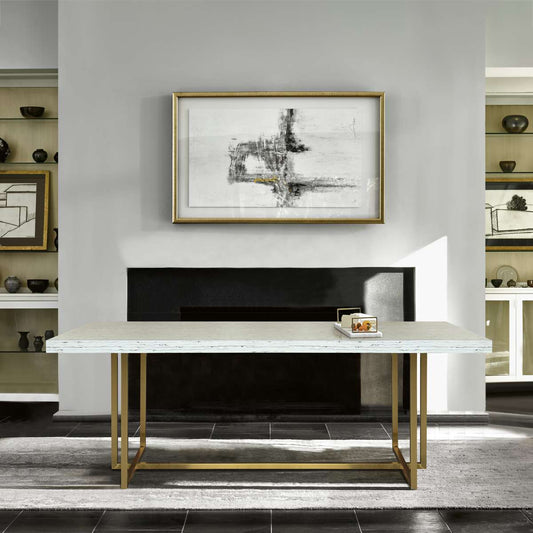 Harmony Contemporary Dining Table in Brushed Gold Finish and Ash Veneer Top By Armen Living | Dining Tables | Modishstore