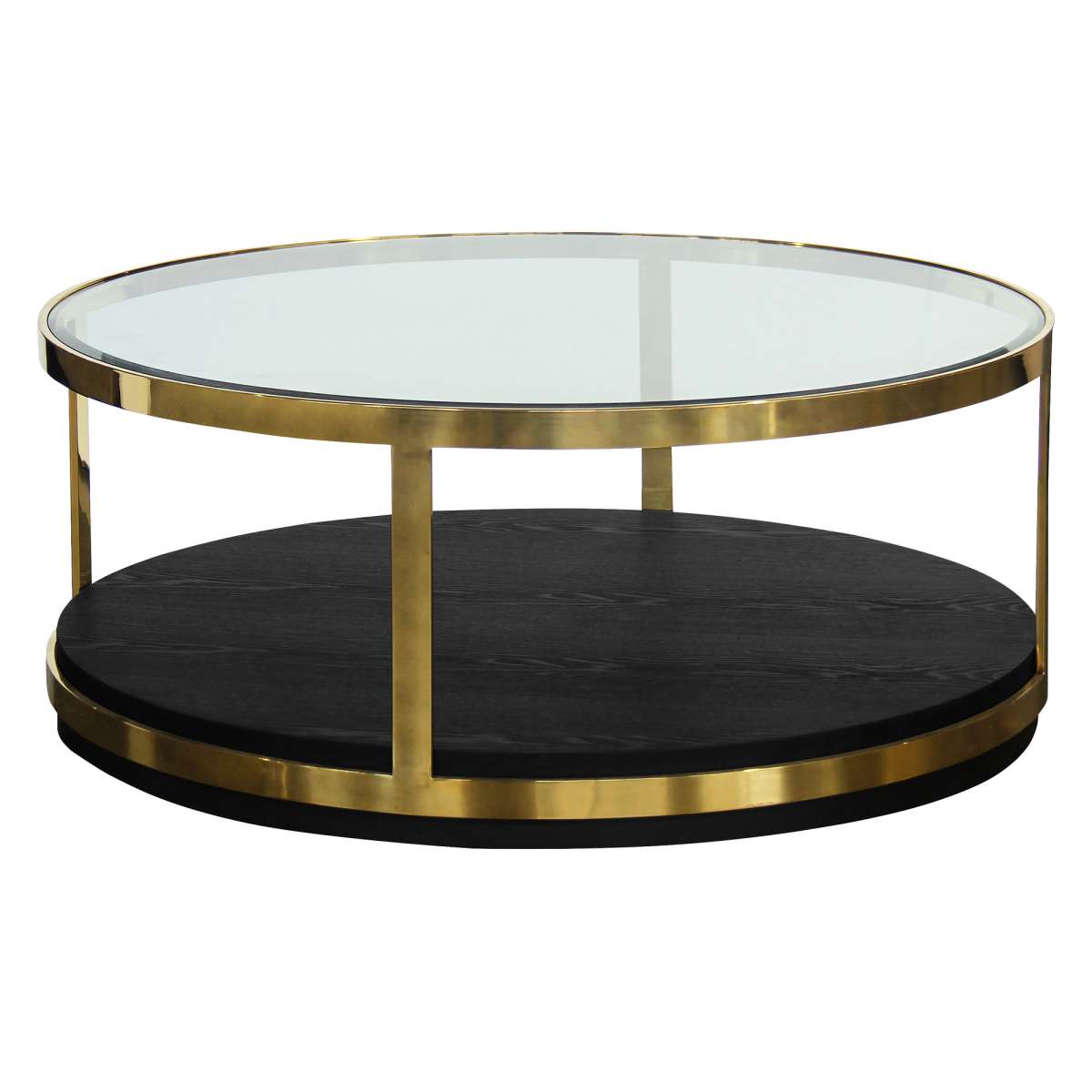 Hattie Contemporary Coffee Table in Brushed Gold Finish and Black Wood By Armen Living | Coffee Tables | Modishstore - 2