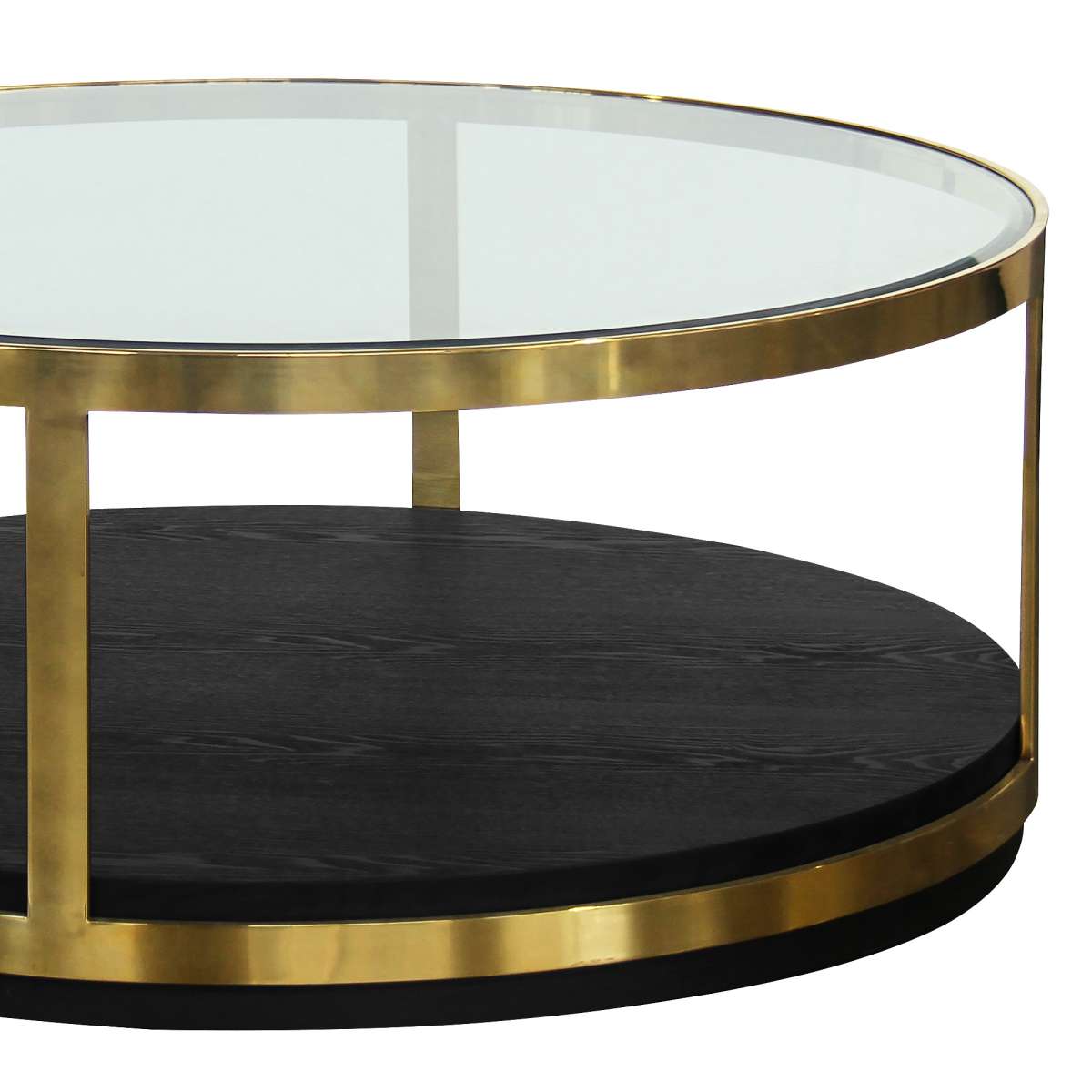 Hattie Contemporary Coffee Table in Brushed Gold Finish and Black Wood By Armen Living | Coffee Tables | Modishstore - 3