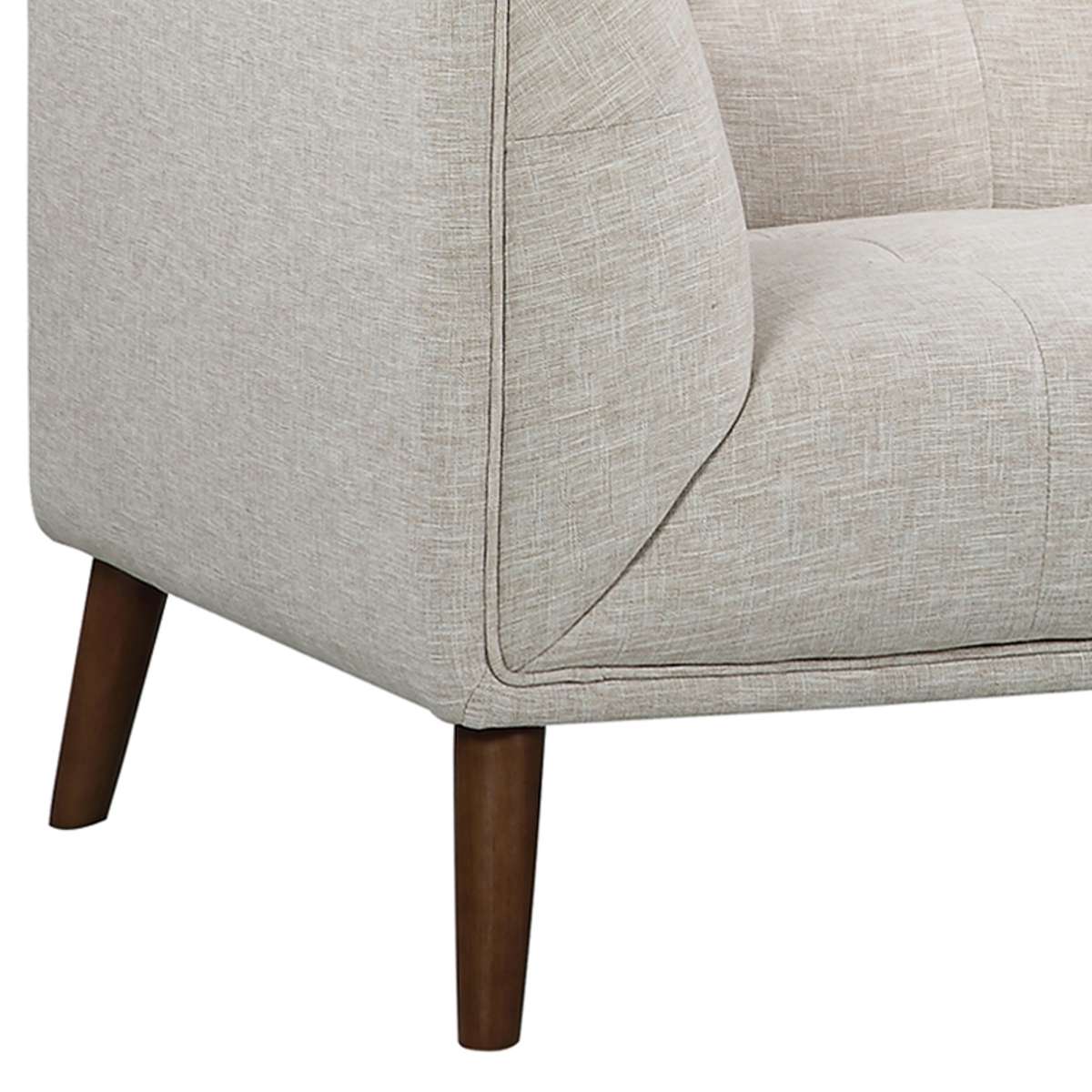 Hudson Mid-Century Button-Tufted Loveseat in Beige Linen and Walnut Legs By Armen Living | Loveseats | Modishstore - 5