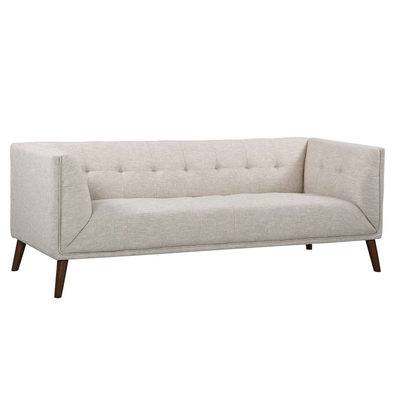 Hudson Mid-Century Button-Tufted Sofa in Beige Linen and Walnut Legs By Armen Living | Sofas |  Modishstore  - 2