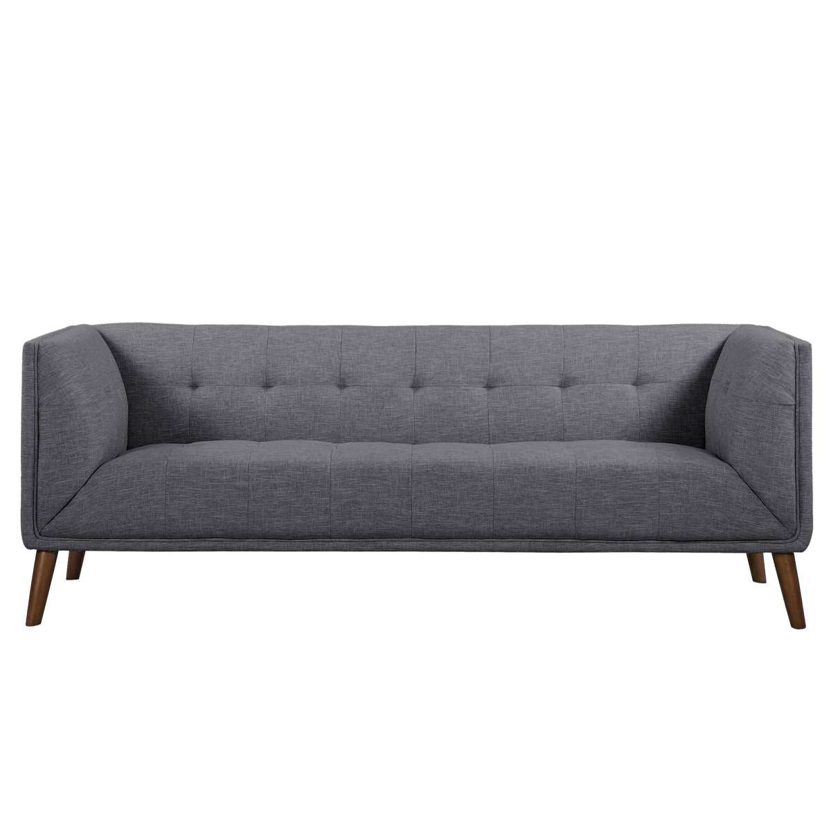 Hudson Mid-Century Button-Tufted Sofa in Beige Linen and Walnut Legs By Armen Living | Sofas |  Modishstore  - 8