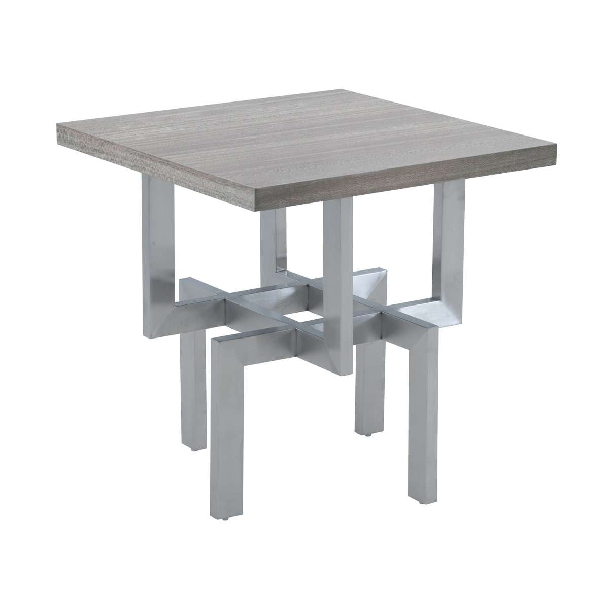 Illusion Gray Wood End Table with Brushed Stainless Steel Base By Armen Living | End Tables |  Modishstore  - 2