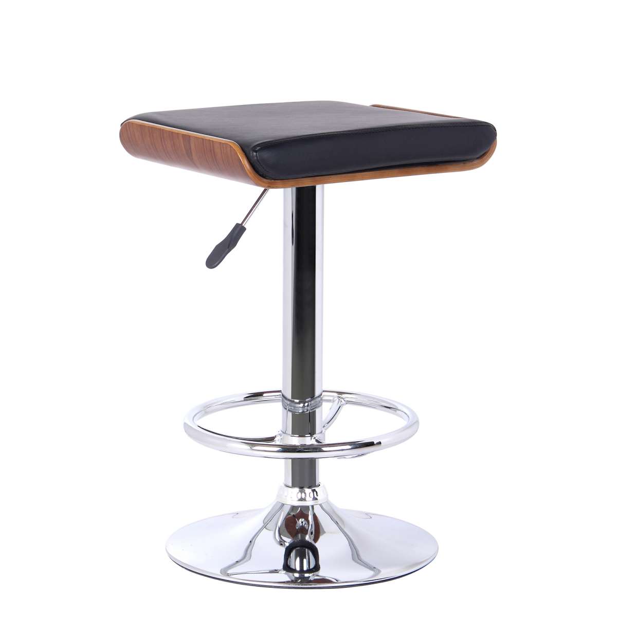 Java Barstool in Chrome finish with Walnut wood and Black Faux Leather By Armen Living | Bar Stools | Modishstore - 2