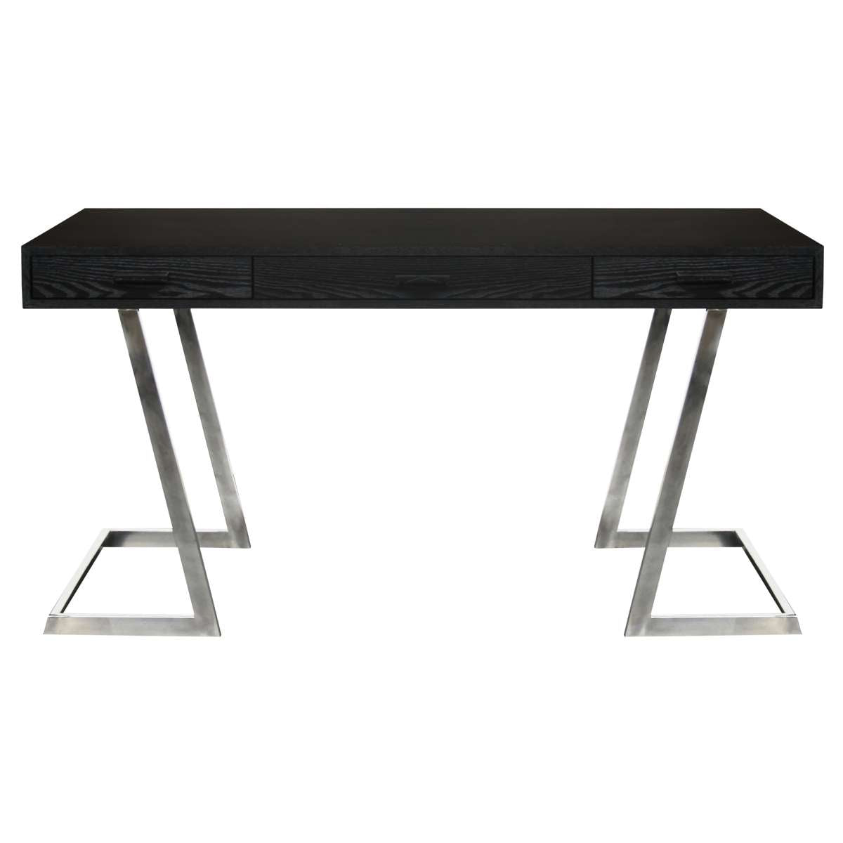 Juniper Contemporary Desk with Polished Stainless Steel Finish and Black Top By Armen Living | Desks | Modishstore - 2