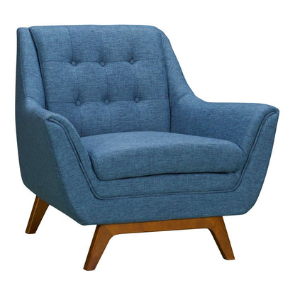 Janson Mid-Century Sofa Chair in Champagne Wood Finish and Blue Fabric By Armen Living | Armchairs | Modishstore - 2