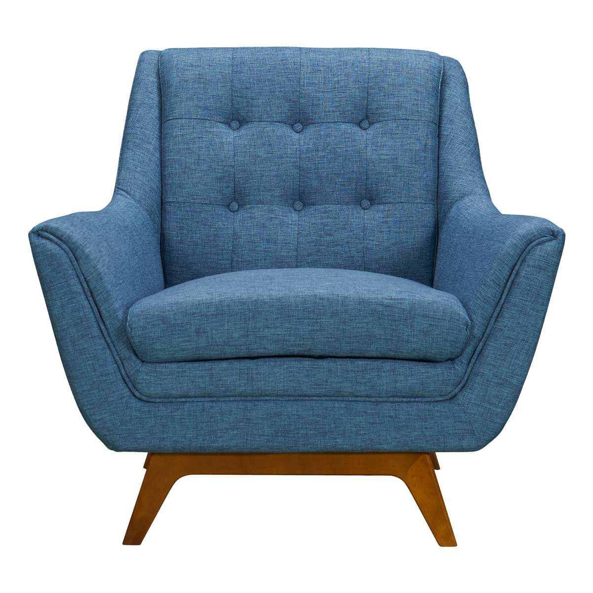 Janson Mid-Century Sofa Chair in Champagne Wood Finish and Blue Fabric By Armen Living | Armchairs | Modishstore - 3