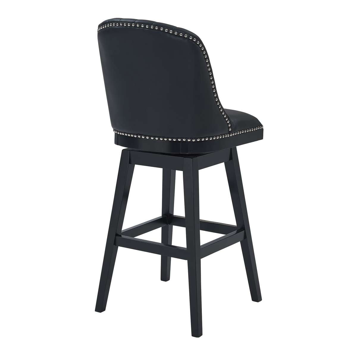 Journey 26" Counter Height Swivel Black Faux Leather and Black Wood Bar Stool By Armen Living | Bar Stools |  Modishstore  - 3