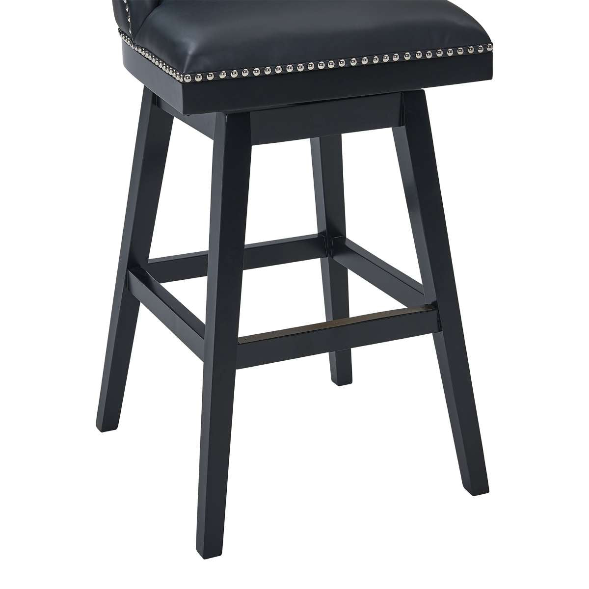 Journey 26" Counter Height Swivel Black Faux Leather and Black Wood Bar Stool By Armen Living | Bar Stools |  Modishstore  - 6