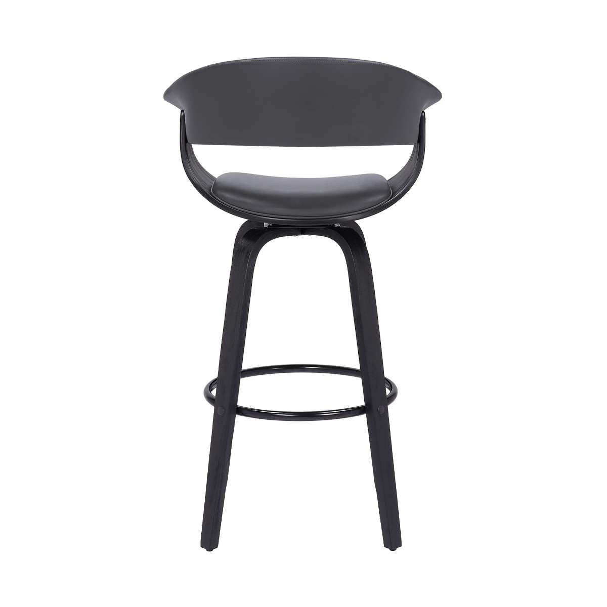 Julyssa 30" Bar Height Swivel Grey Faux Leather and Black Wood Bar Stool By Armen Living | Bar Stools | Modishstore - 4