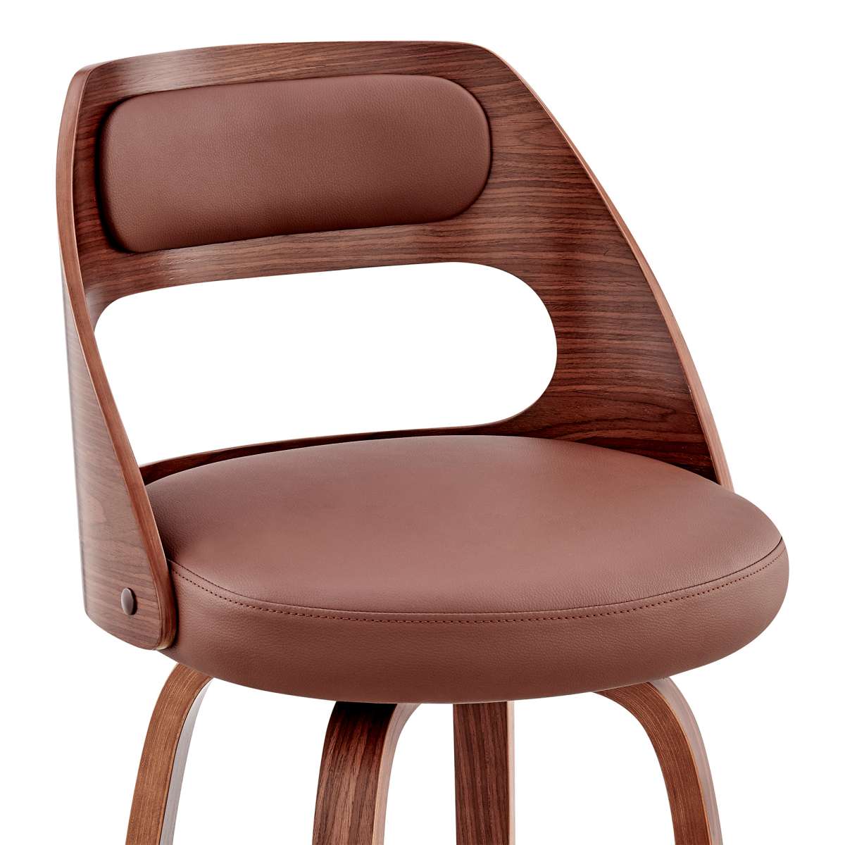 Julius 26" Brown Faux Leather and Walnut Wood Bar Stool By Armen Living | Bar Stools | Modishstore - 5