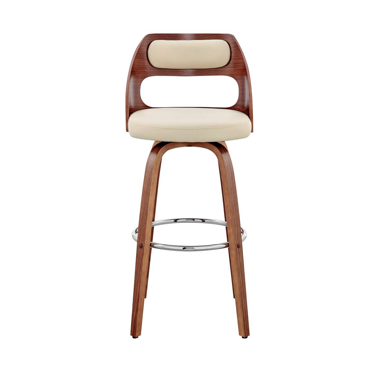 Julius 26" Cream Faux Leather and Walnut Wood Bar Stool By Armen Living | Bar Stools | Modishstore - 2