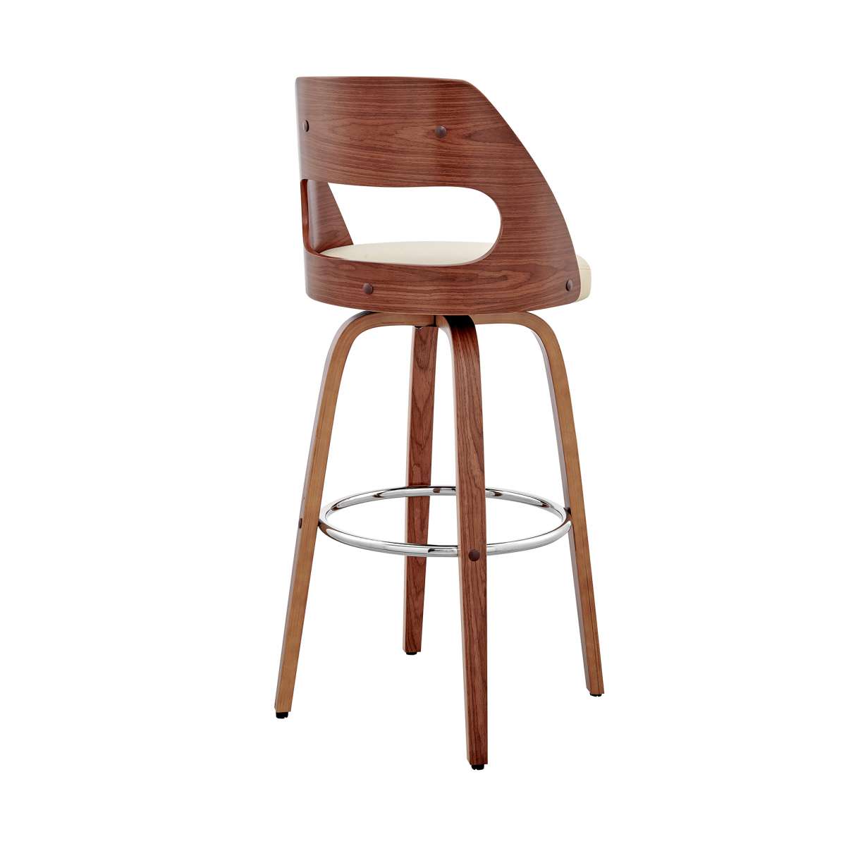 Julius 26" Cream Faux Leather and Walnut Wood Bar Stool By Armen Living | Bar Stools | Modishstore - 3