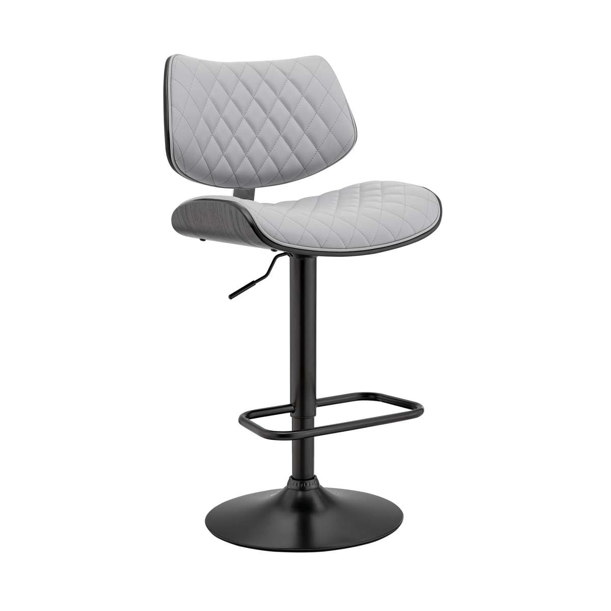 Leland Adjustable Gray Faux Leather and Black Finish Bar Stool By Armen Living | Bar Stools | Modishstore - 2