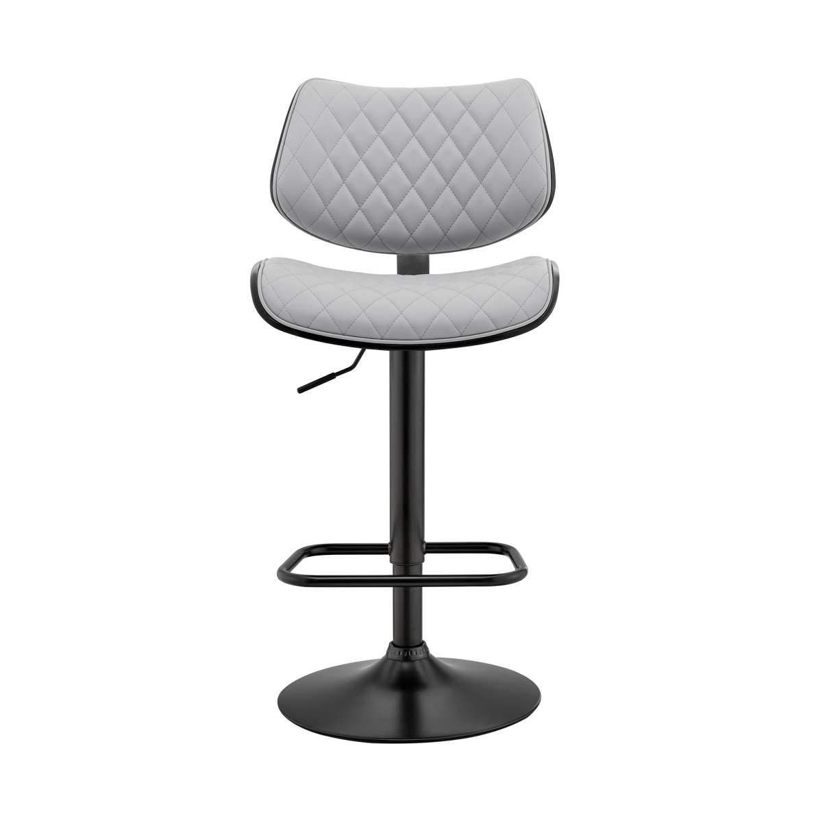 Leland Adjustable Gray Faux Leather and Black Finish Bar Stool By Armen Living | Bar Stools | Modishstore - 3