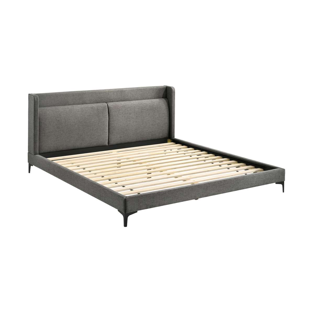 Legend Gray Fabric Eastern King Platform Bed with Black Metal Legs By Armen Living | Beds | Modishstore - 2