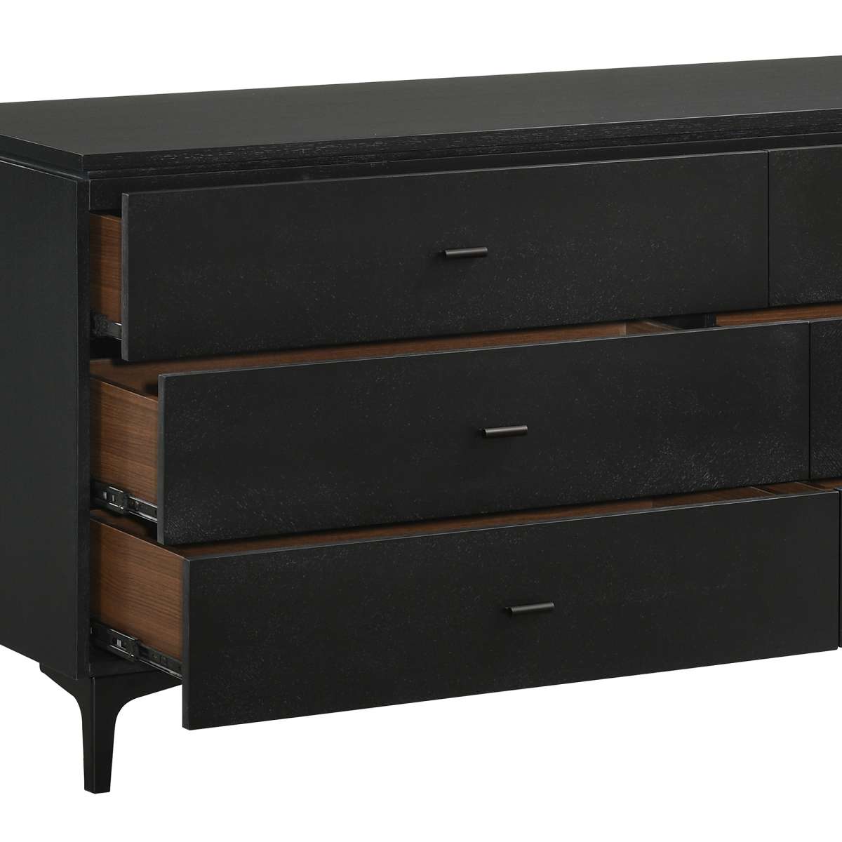 Legend Black Glaze Ash Veneer 6 Drawer Dresser with Metal Legs By Armen Living | Dressers | Modishstore - 5