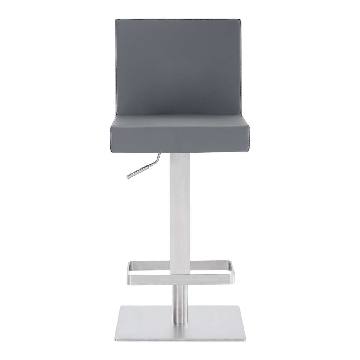 Legacy Adjustable Height Swivel Grey Faux Leather and Brushed Stainless Steel Bar Stool By Armen Living | Bar Stools | Modishstore - 3