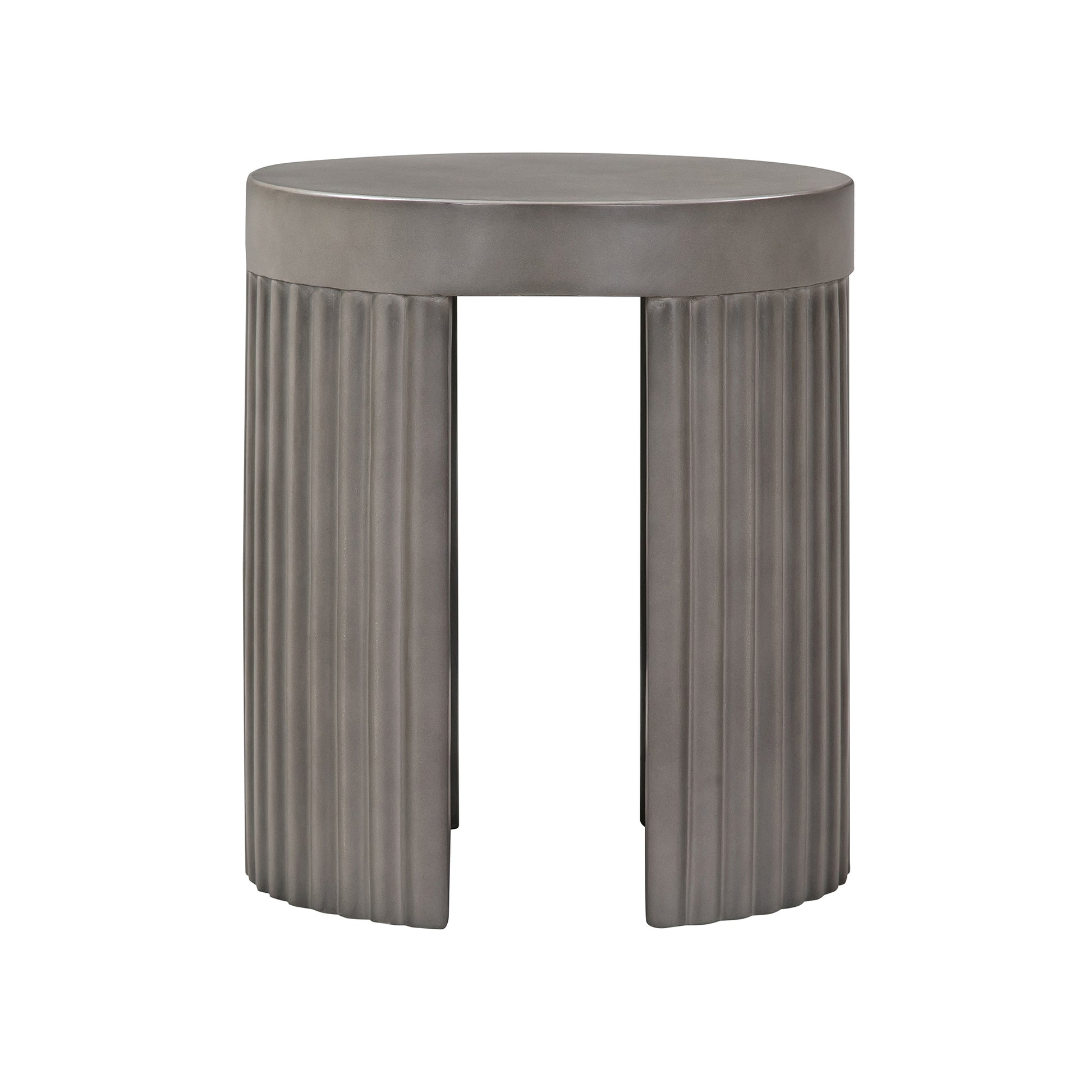 Wave Round Indoor or Outdoor Accent Stool End Table in Grey Concrete By Armen Living | End Tables | Modishstore - 5