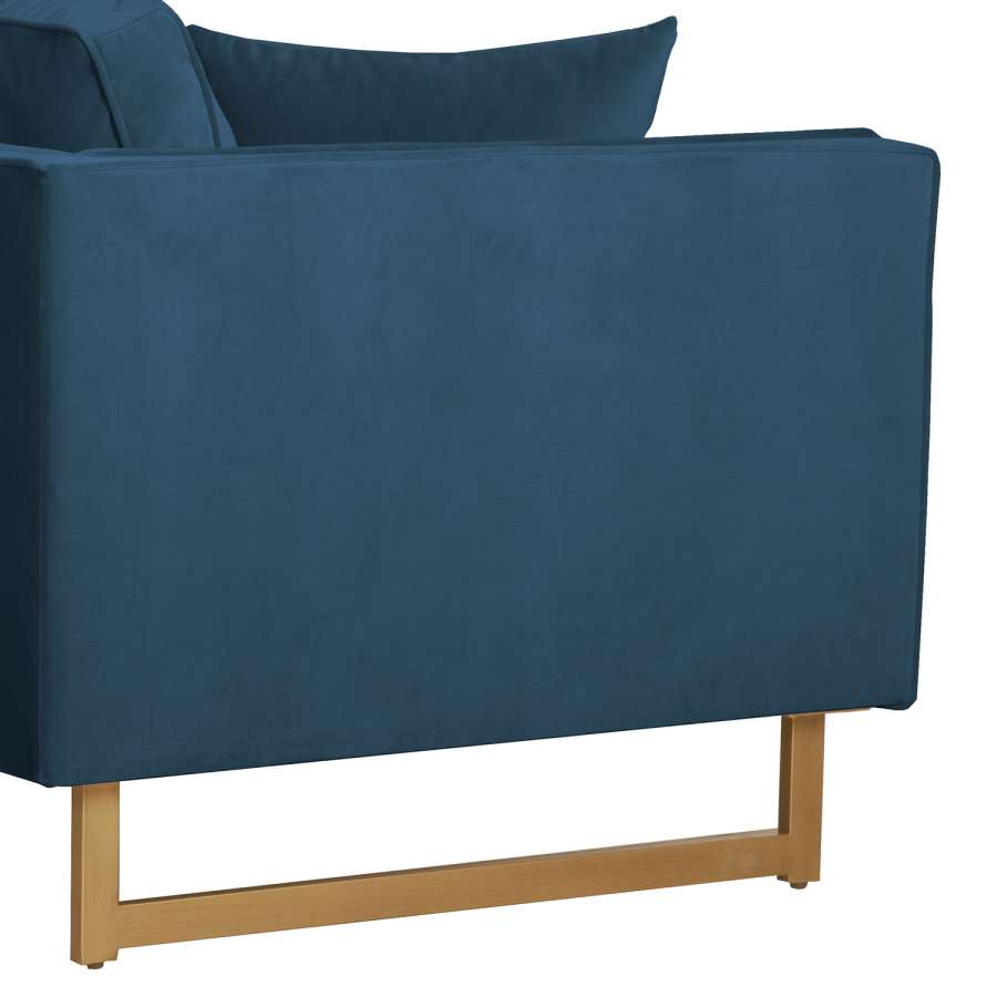 Lenox Blue Velvet Modern Sofa with Brass Legs By Armen Living | Sofas | Modishstore - 4